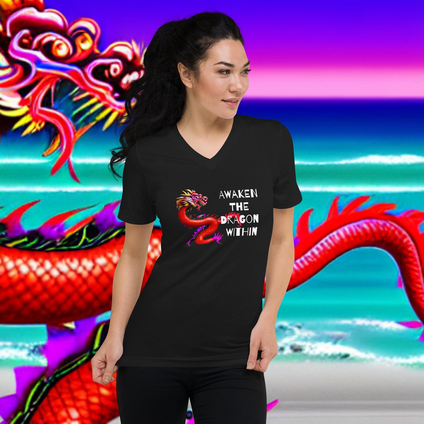 AwakenedDragon Unisex Short Sleeve V-Neck T-Shirt